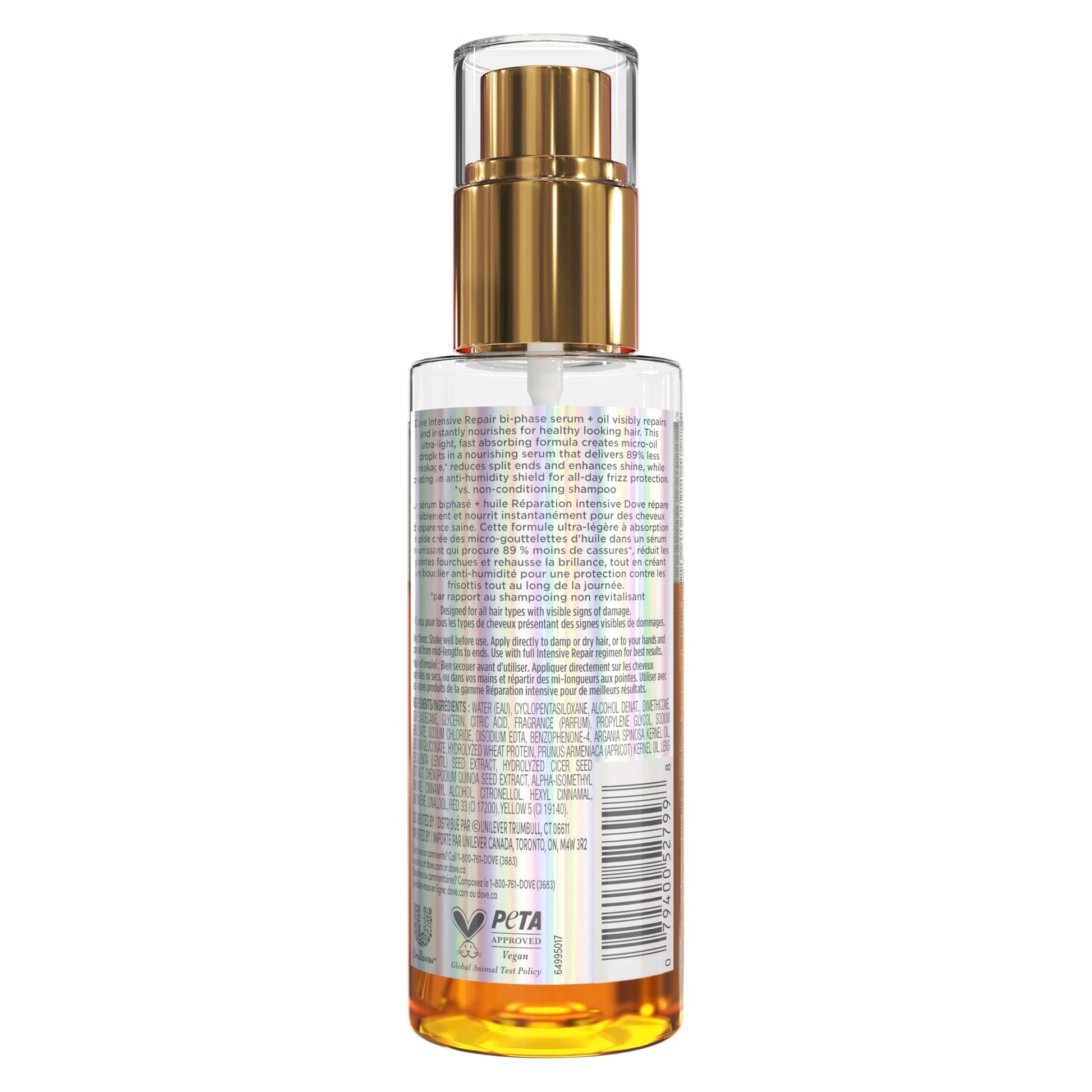 Dove Intensive Repair hair spray with amino serum dual layer formula packaging