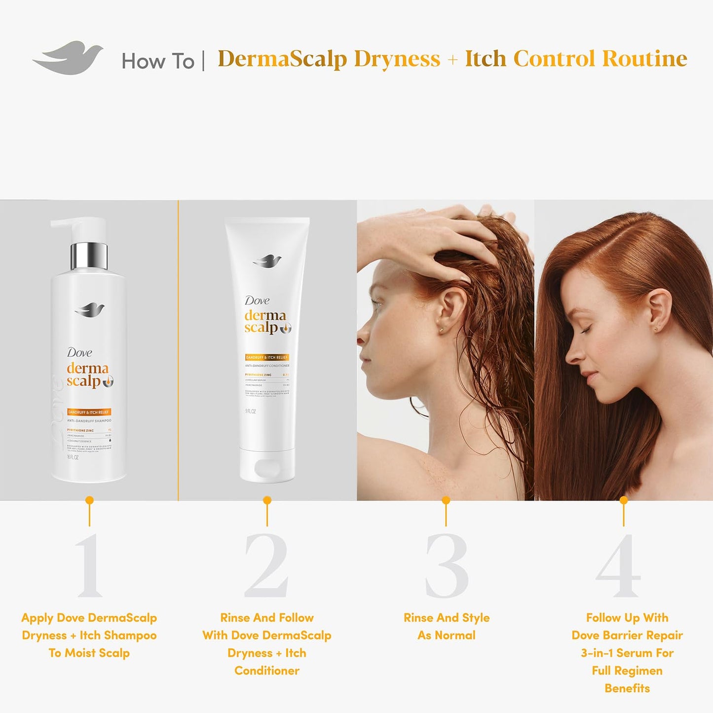 Dove smoothing anti frizz and flake control shampoo bottle close up