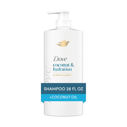 Back label of Dove Coconut Hydration formula showcasing the full ingredient list and instructions.