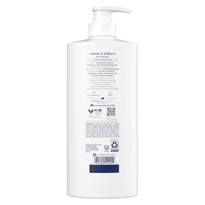 Back label view of imported Dove shampoo with Biotin ingredients list