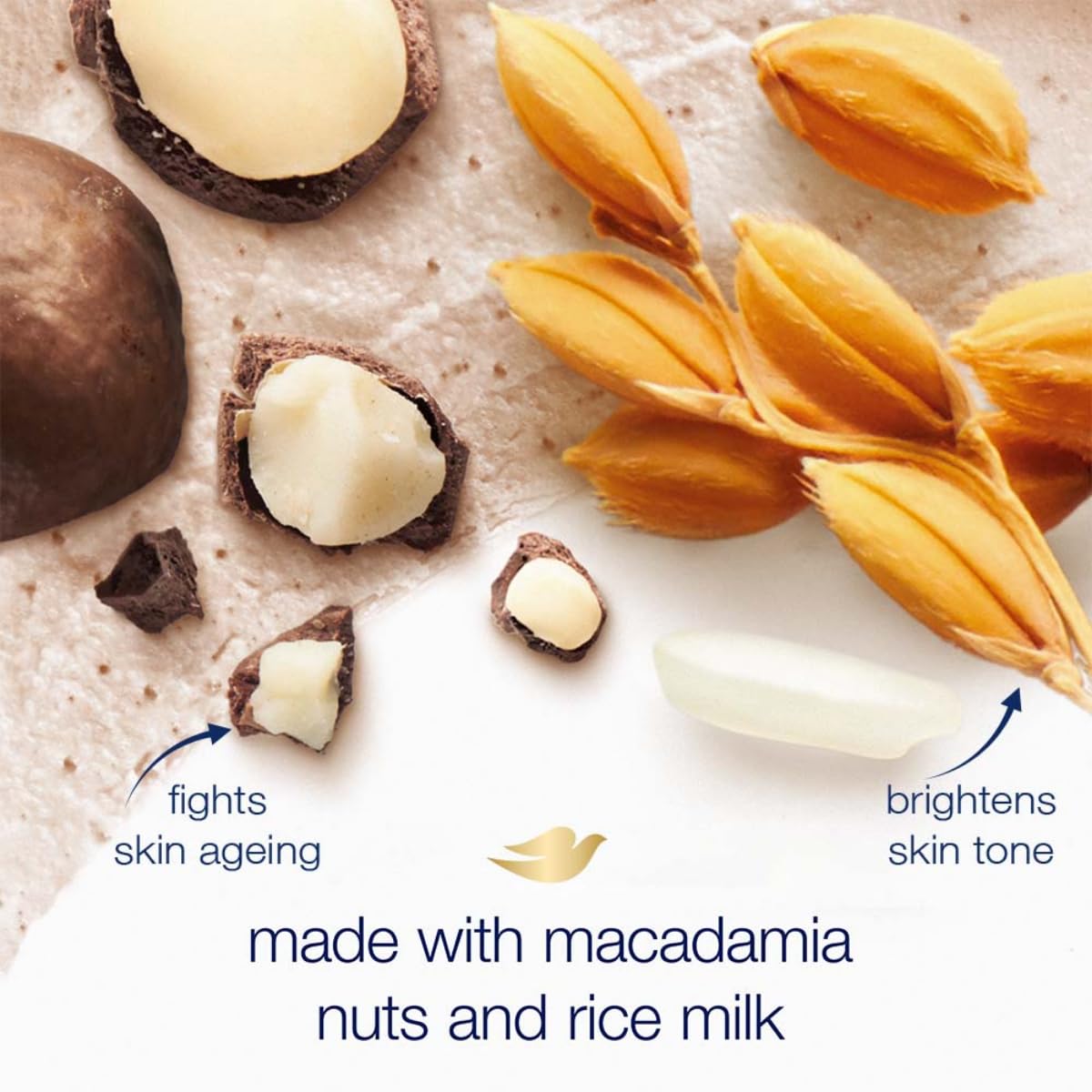 Hand applying Dove body scrub for exfoliation