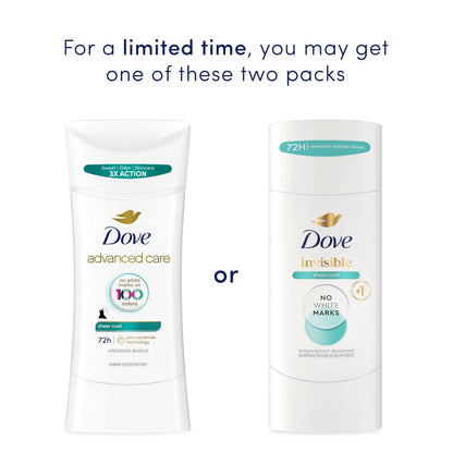 Back label of Dove Sheer Cool antiperspirant stick displaying the active ingredients and usage directions