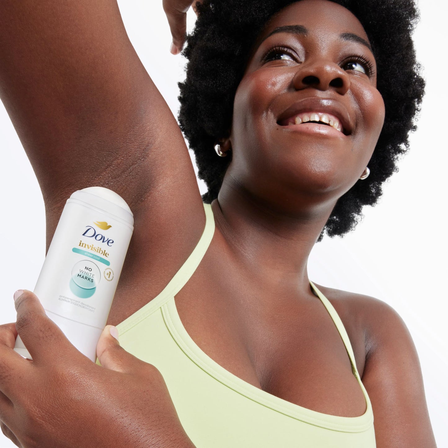 Authentic imported Dove Advanced Care anti stain underarm stick placed upright on a clean cosmetic counter
