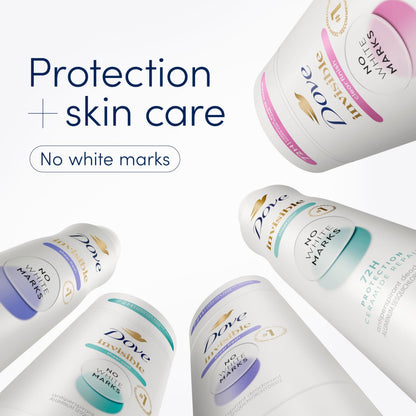 Back label of Dove Advanced Care dry spray highlighting the seventy two hour protection claim