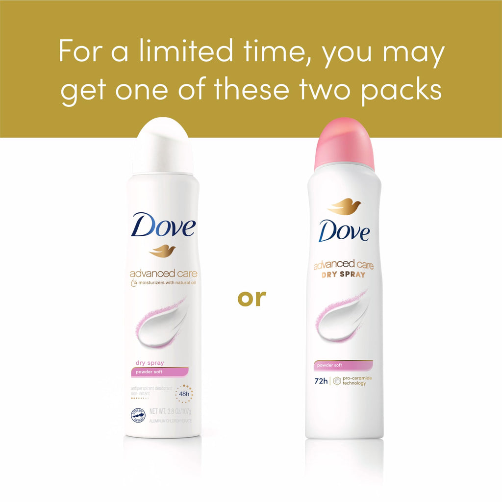 Detailed shot of Dove dry spray branding and pro ceramide technology text
