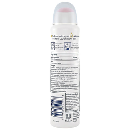Dove Antiperspirant Dry Spray 3.8 ounce can label details
