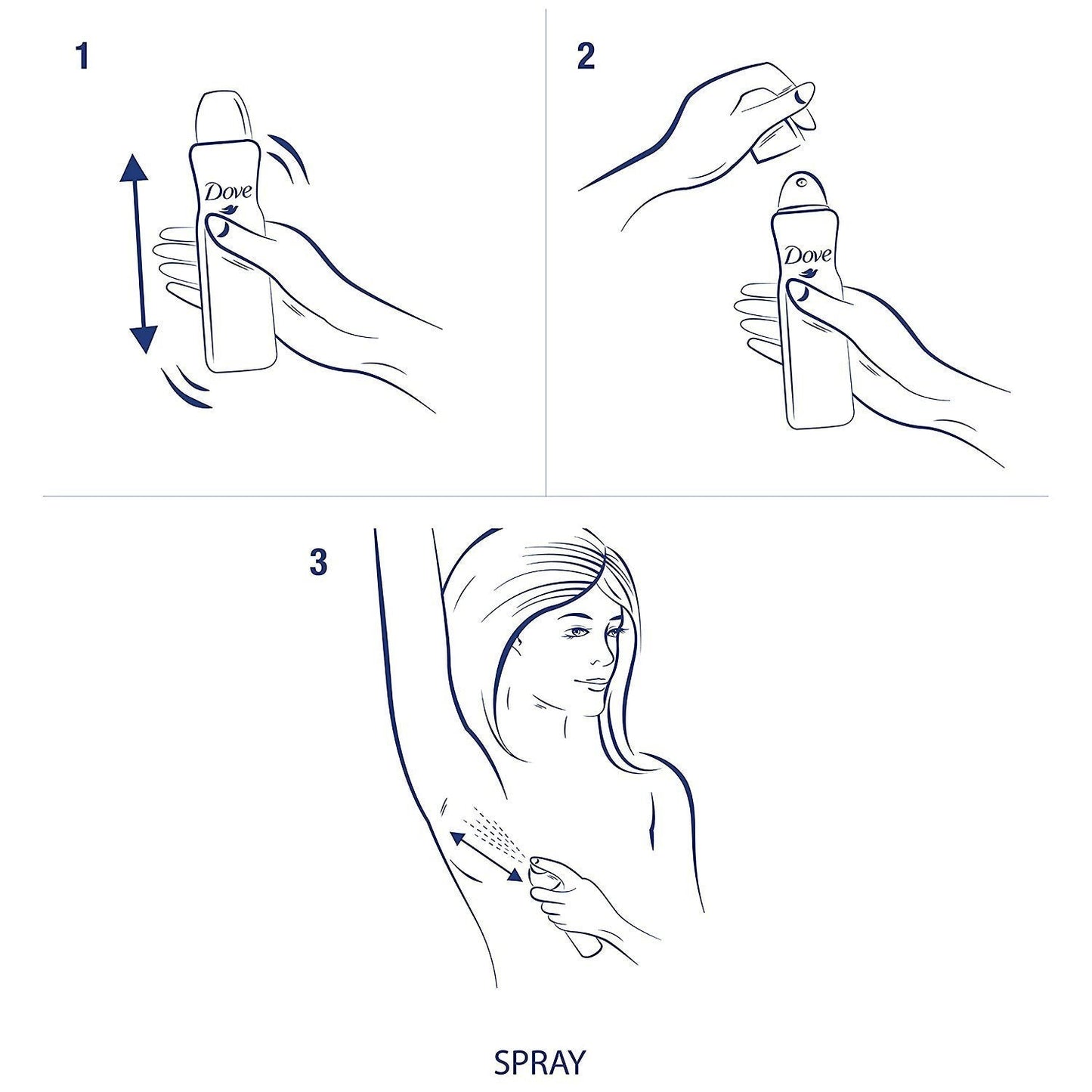 Side view of Dove Antiperspirant 107 gram spray can