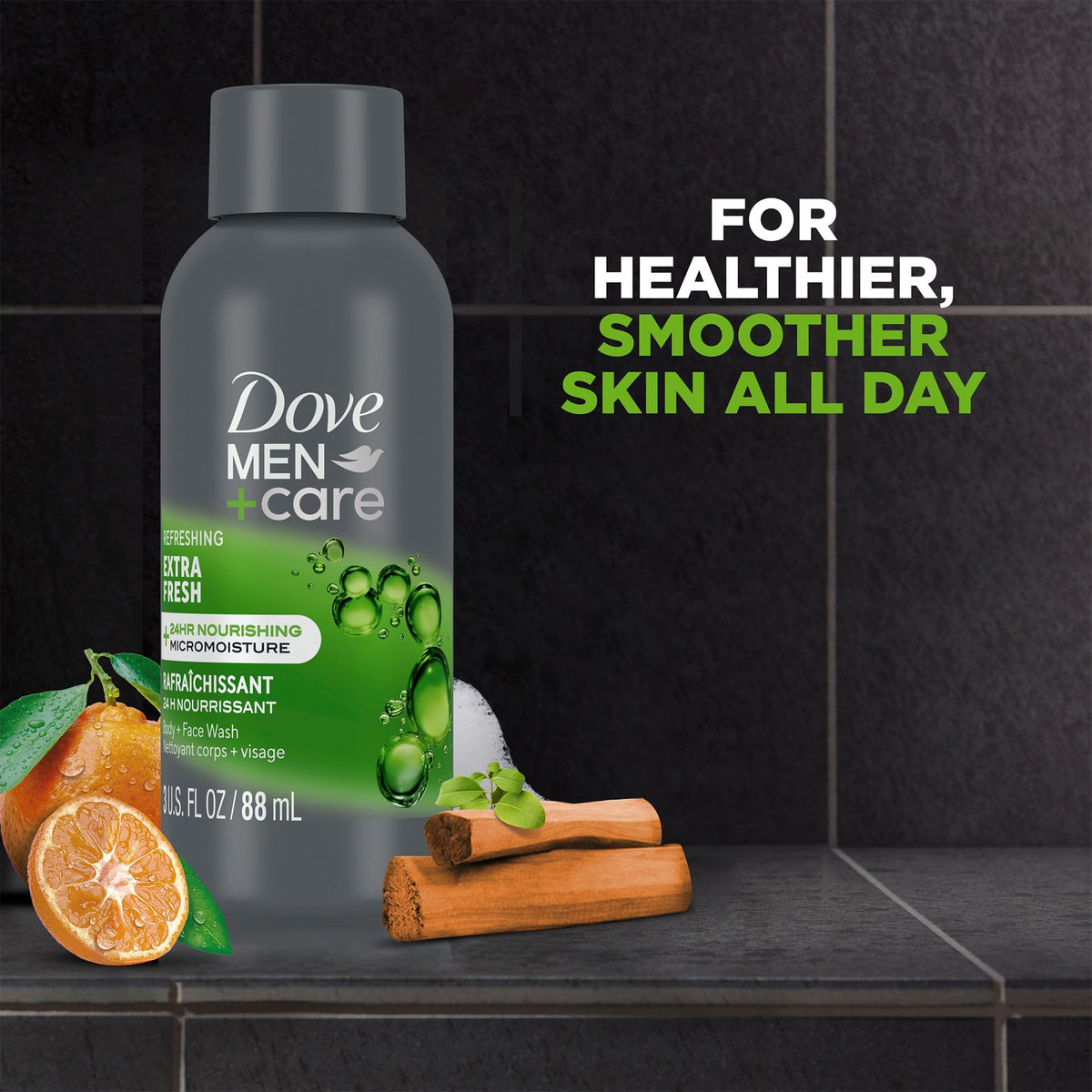 Complete Dove Extra Fresh grooming set layout