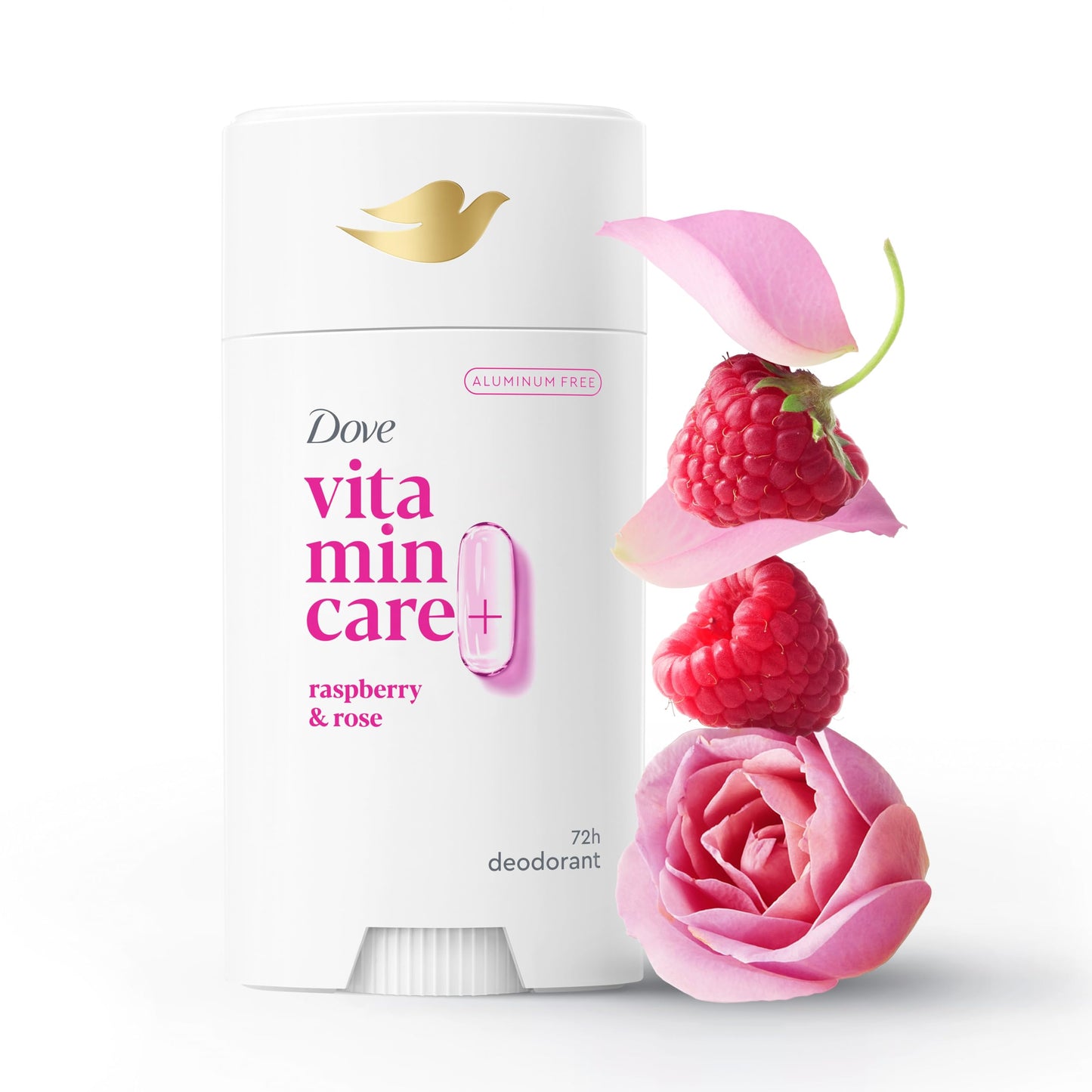 Dove VitaminCare+ Raspberry and Rose deodorant stick side profile