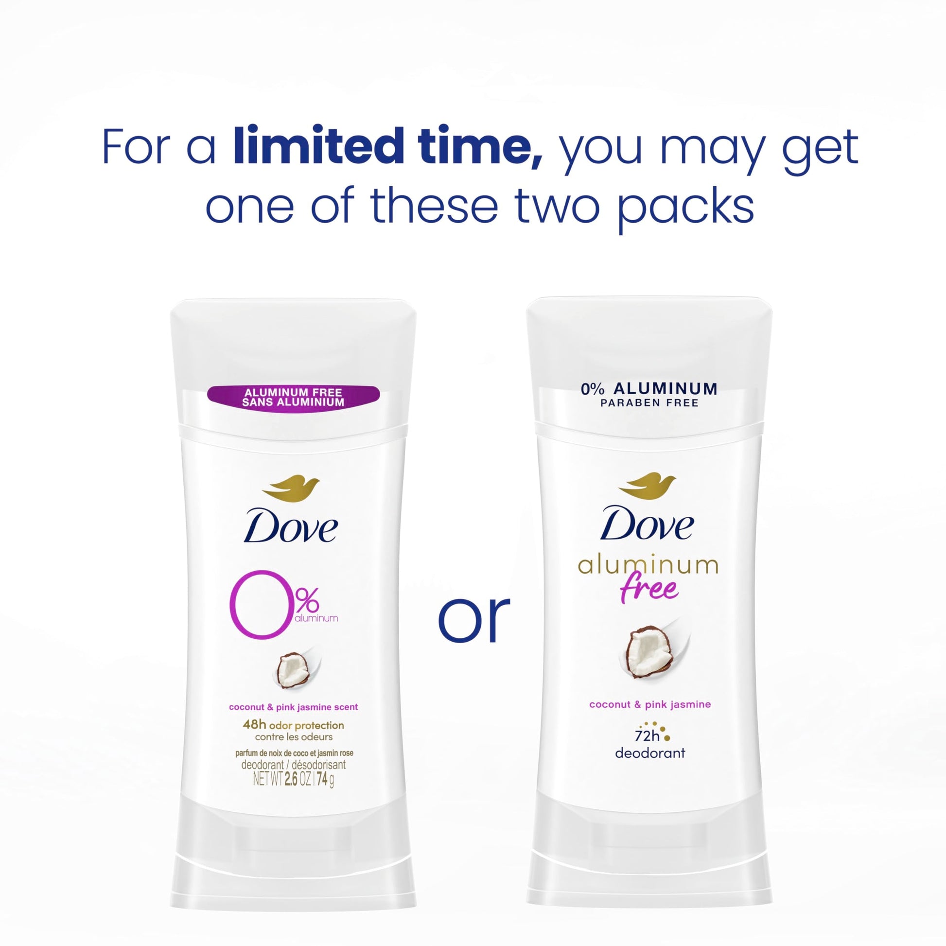 Dove zero percent aluminum deodorant stick label details