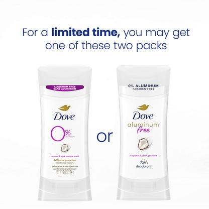 Dove zero percent aluminum deodorant stick label details