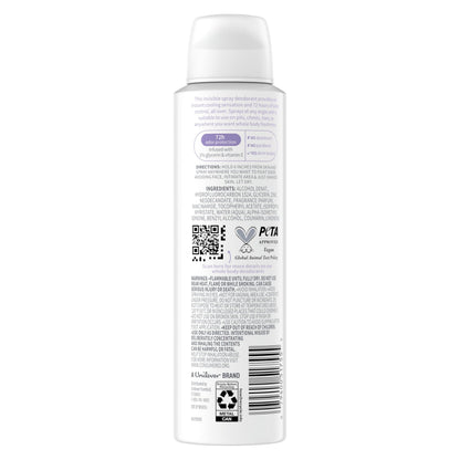 Dove Whole Body Deo Spray showing 72-hour odor control label