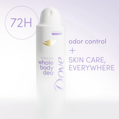 Dove Coconut and Vanilla deodorant spray held in hand for scale