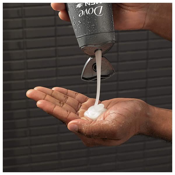 Imported Dove multi purpose men grooming shower gel bottle displaying product information