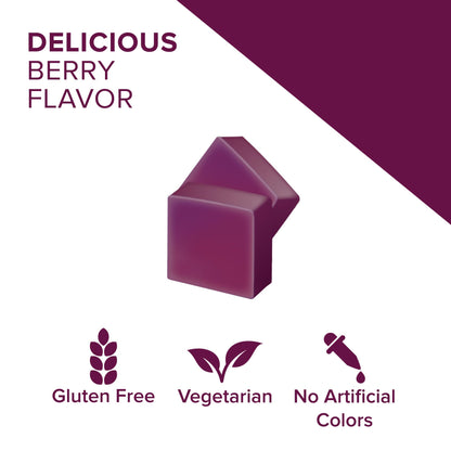 Close up of berry flavored soft chews texture