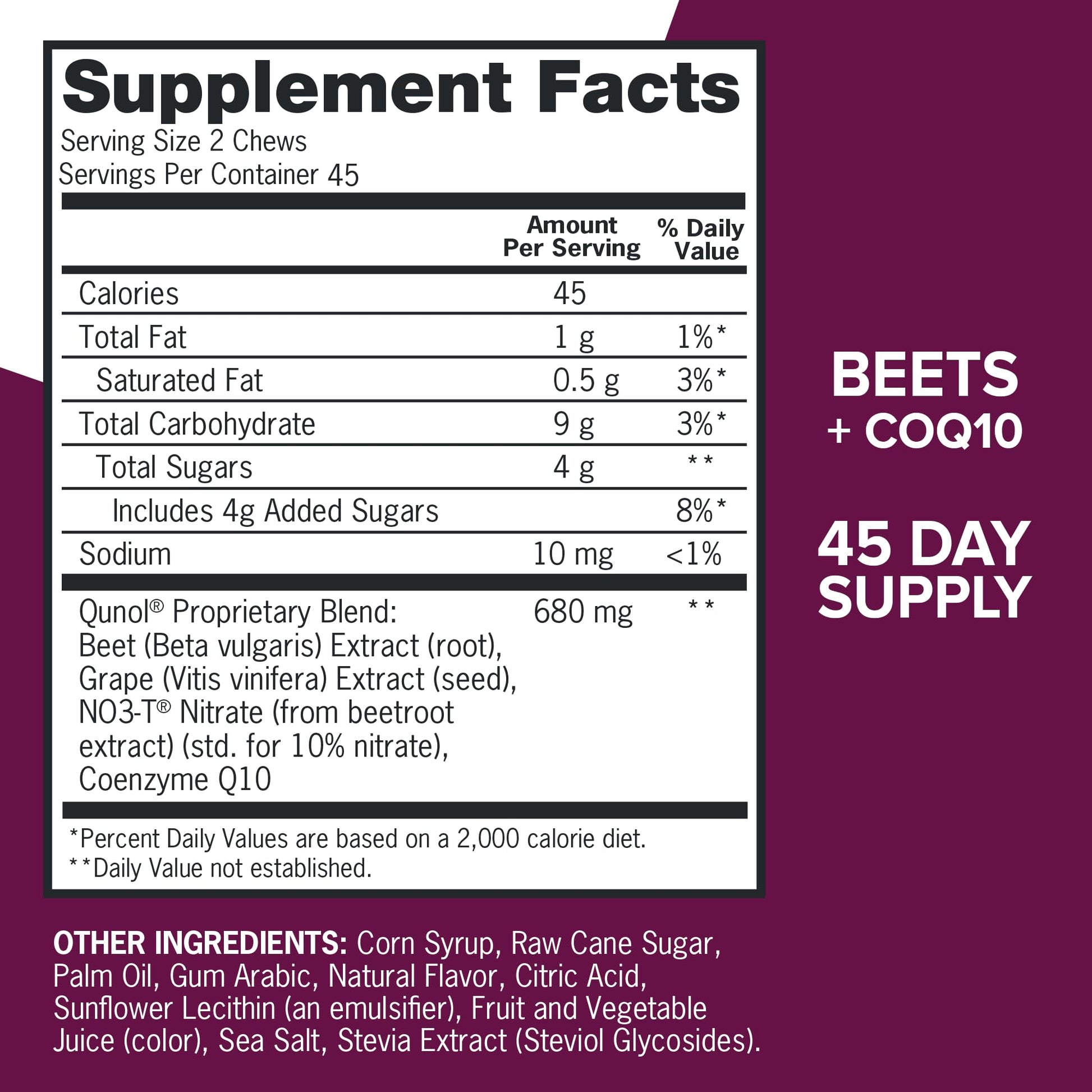 Qunol Beets Chews 90 count bottle with cap off