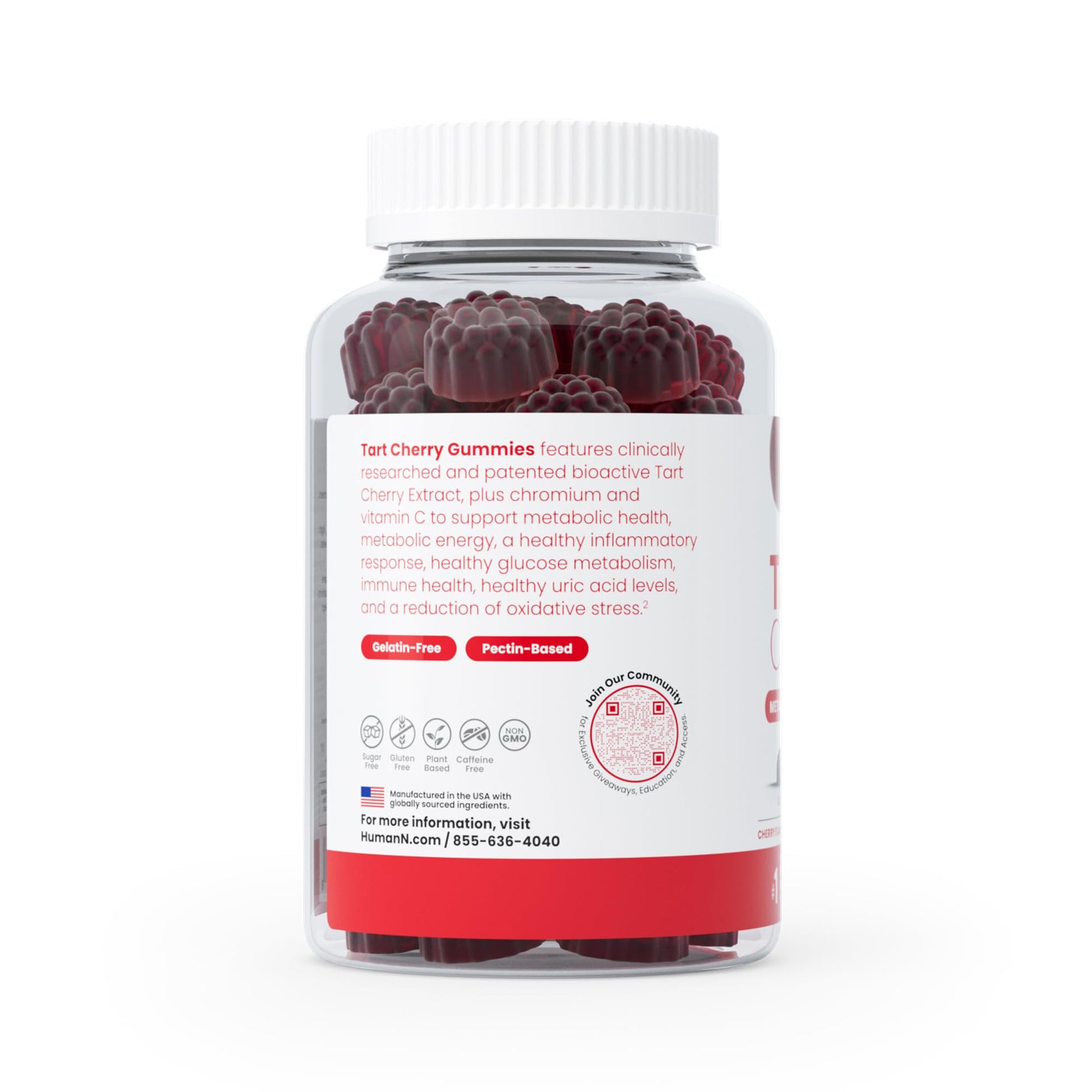 HumanN Tart Cherry Gummies supplement facts table for daily serving
