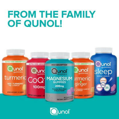 Authentic USA imported Qunol CoQ10 chewable supplements showing clear security seal and product dimensions