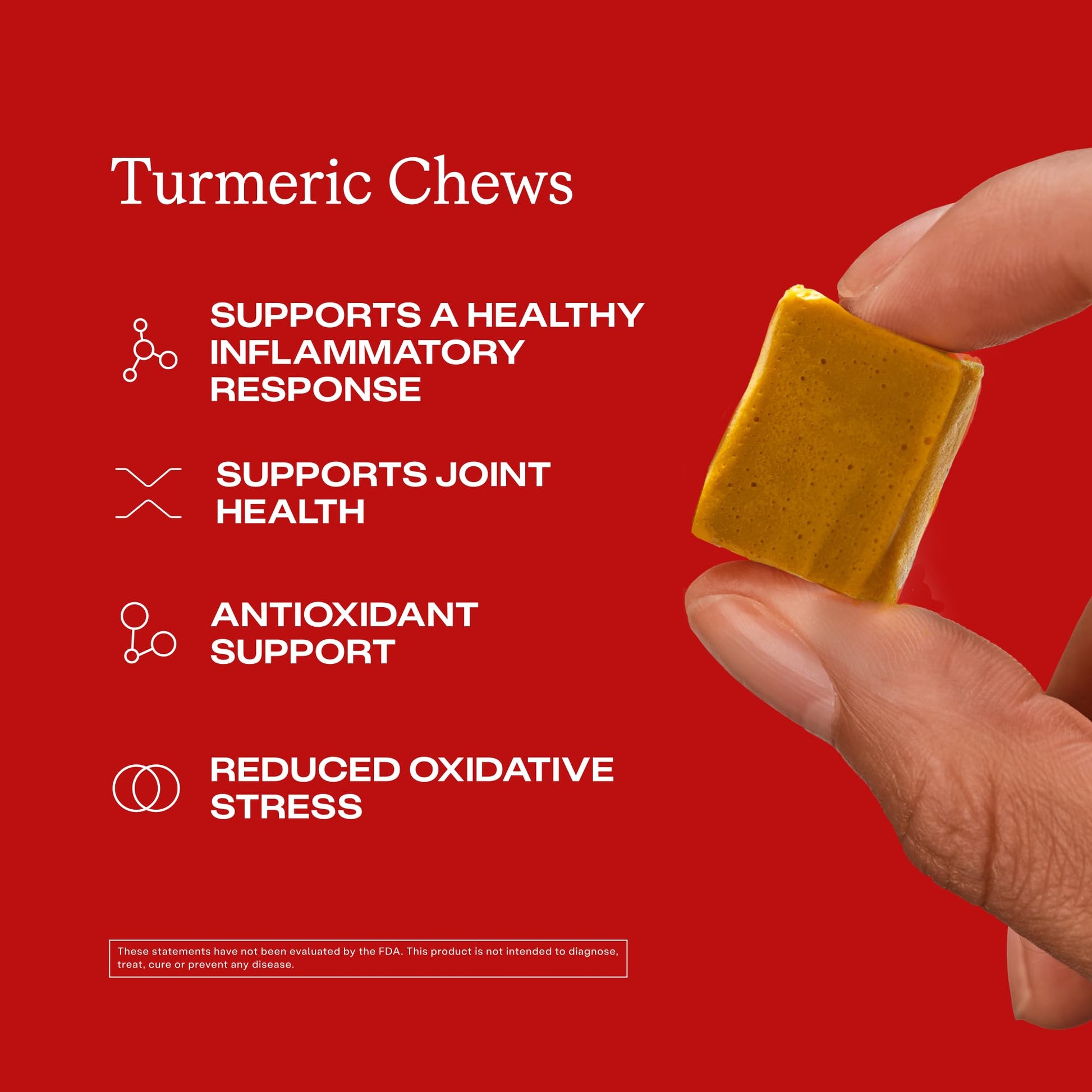 HumanN Turmeric joint health soft chews packaging close up showing ingredients list