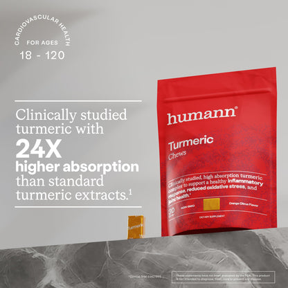 HumanN Turmeric Curcumin high bioavailability dietary supplement box side view with serving facts