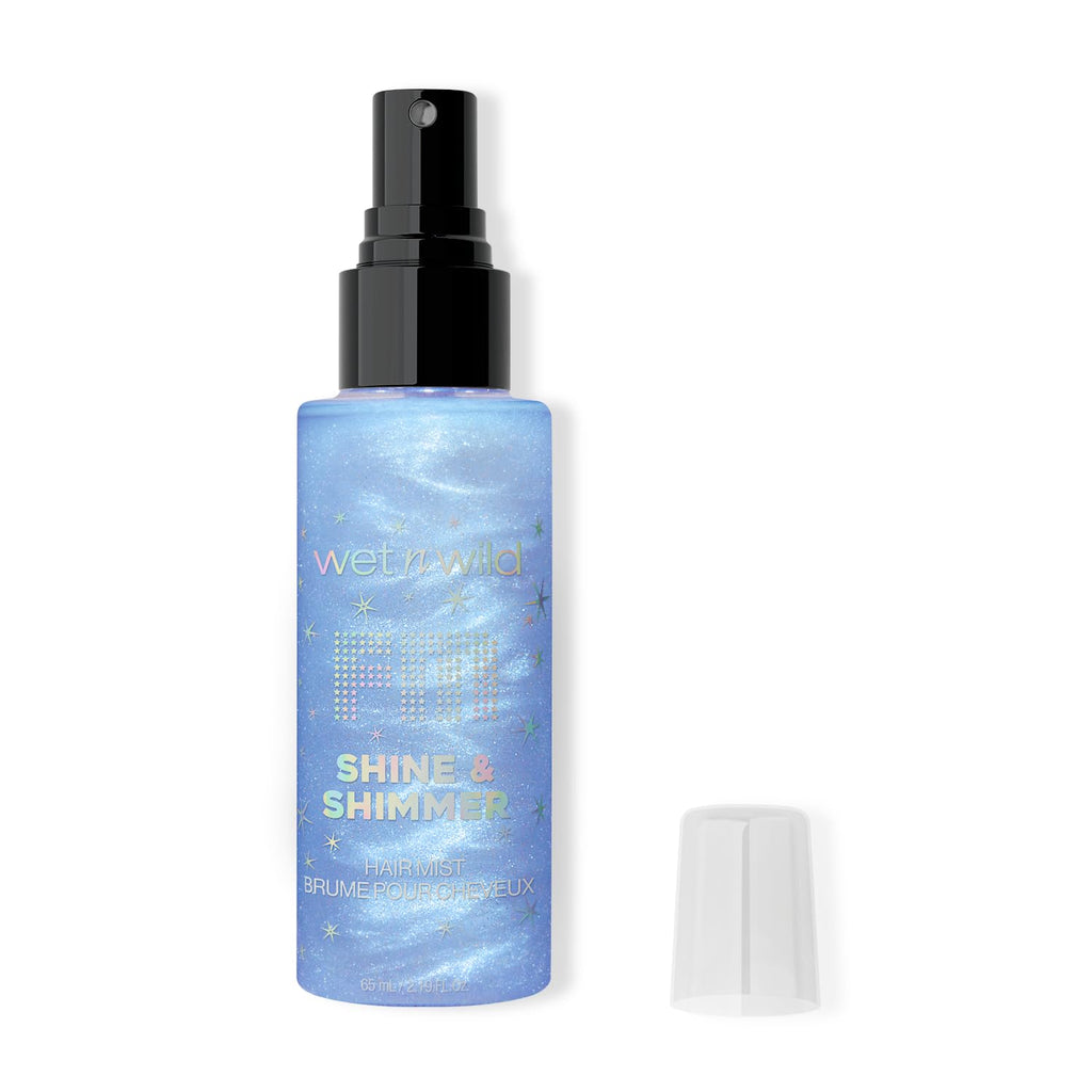 Wet N Wild Shimmer Shine Hair Mist showing glitter spray nozzle and cap