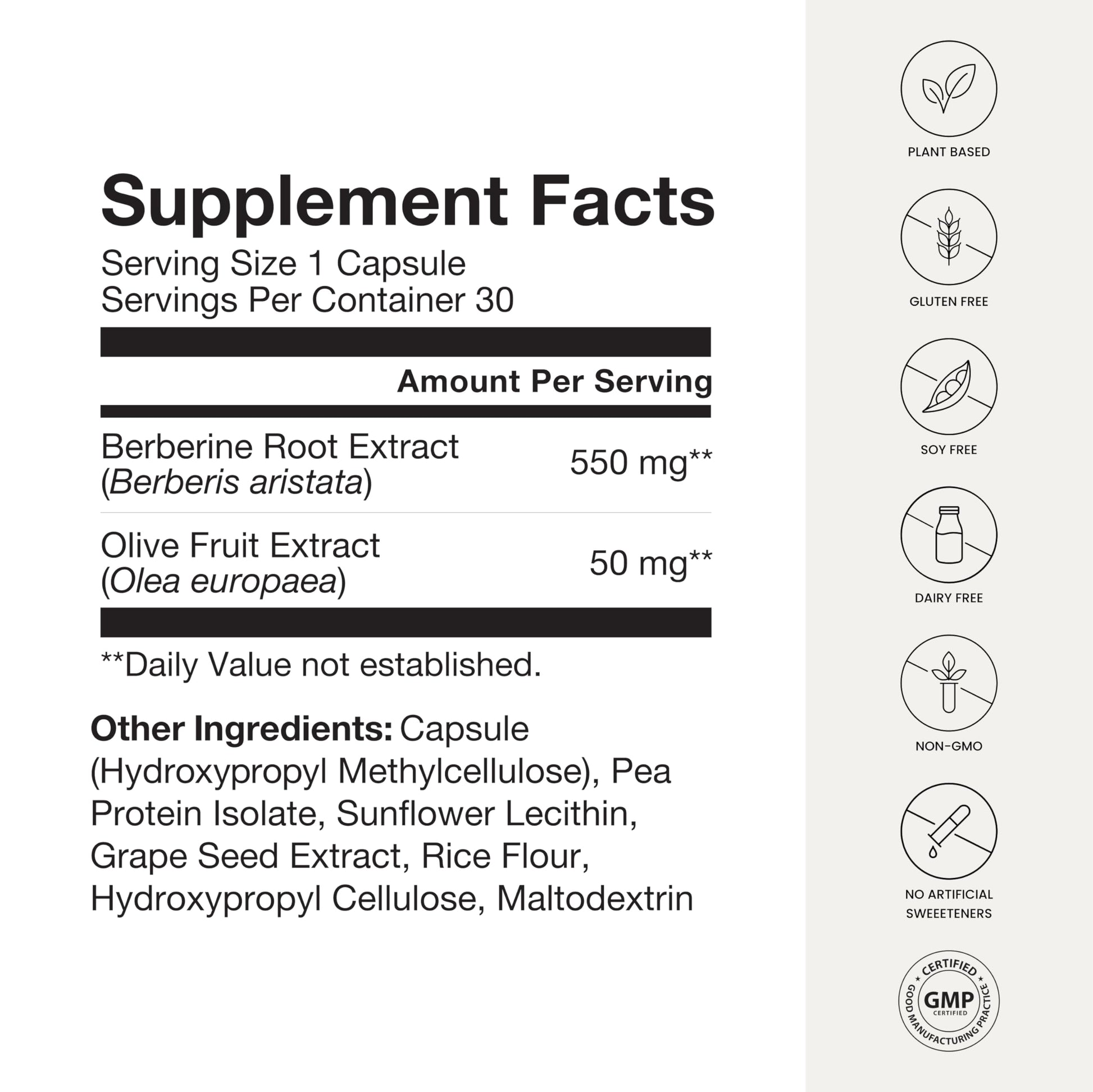 Authentic USA imported HumanN SuperBerine daily capsule container showing nutritional facts and grape seed extract blend details.