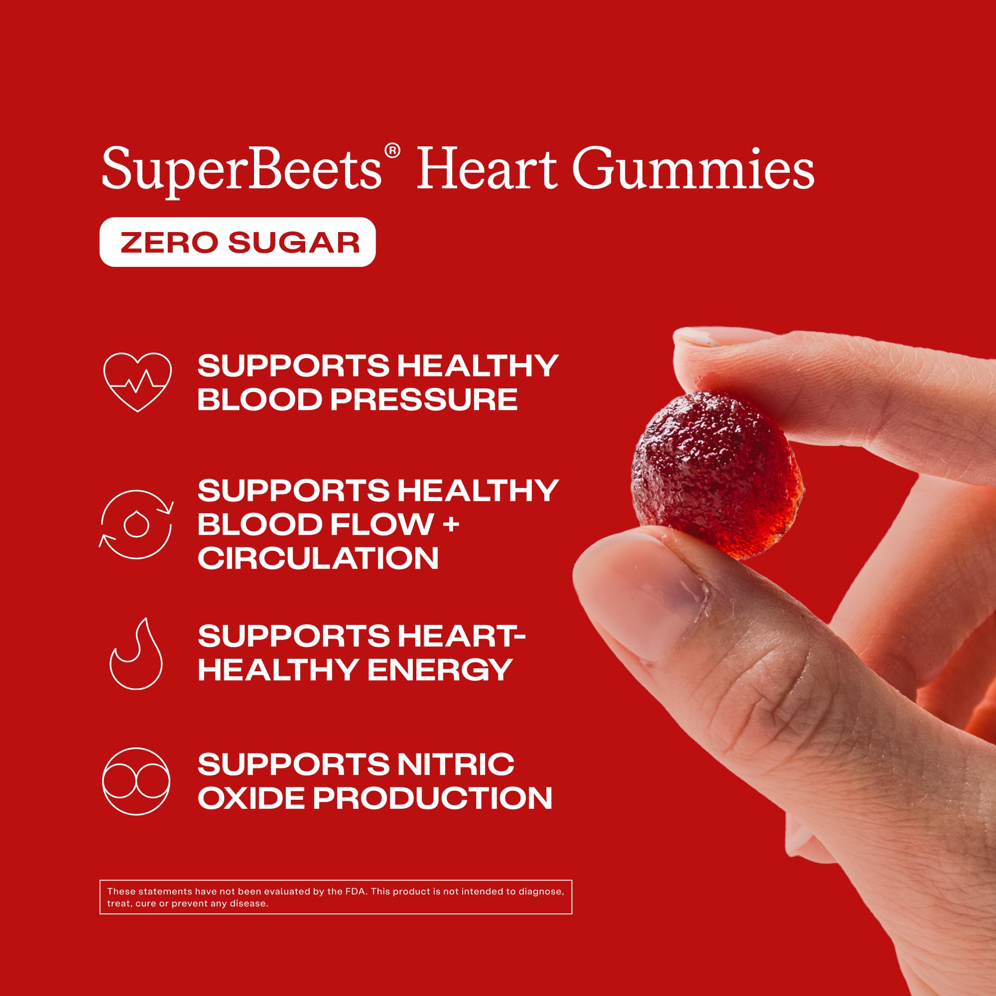 Close up of Humann SuperBeets gummy texture and strawberry flavor