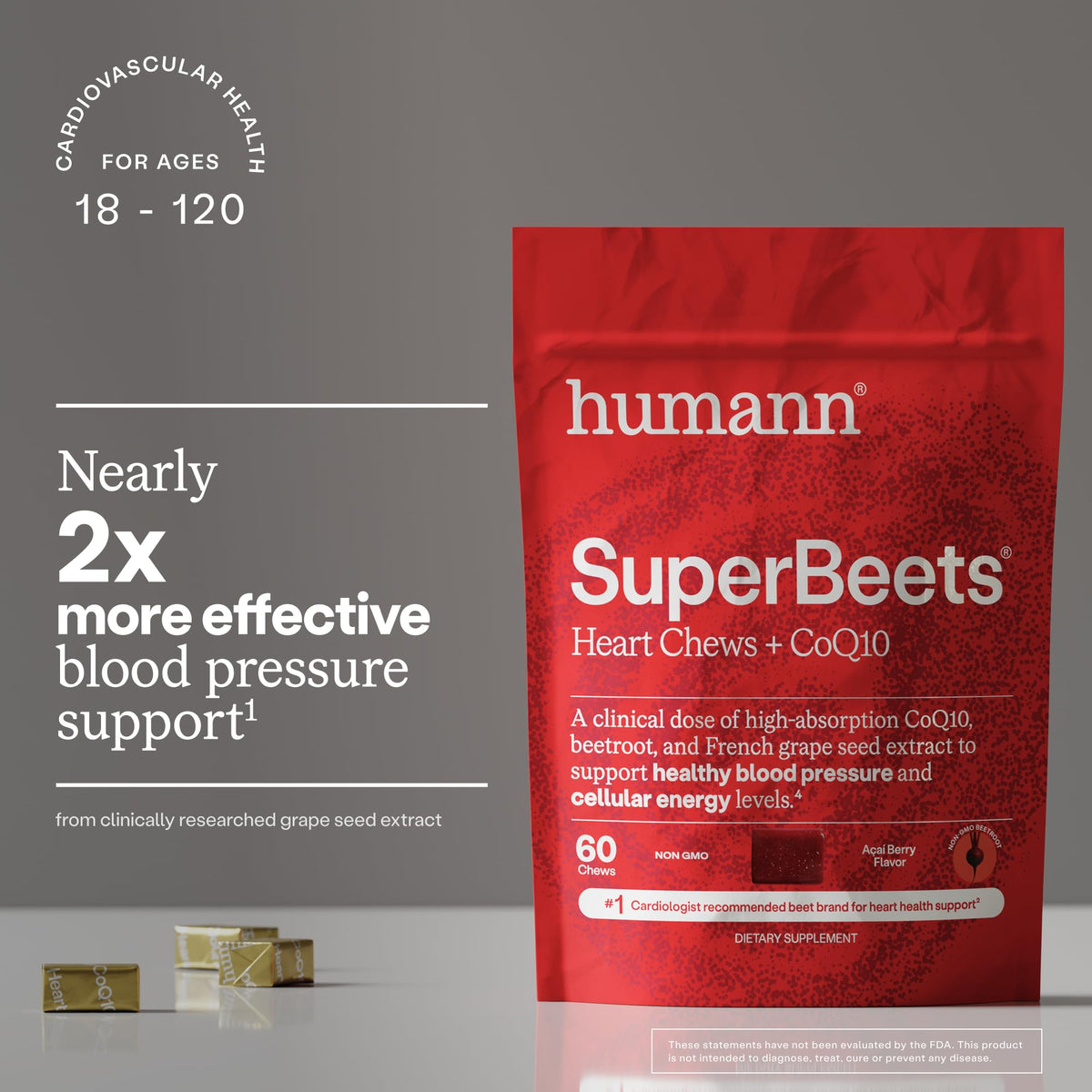 HumanN SuperBeets Heart Chews supplement facts label