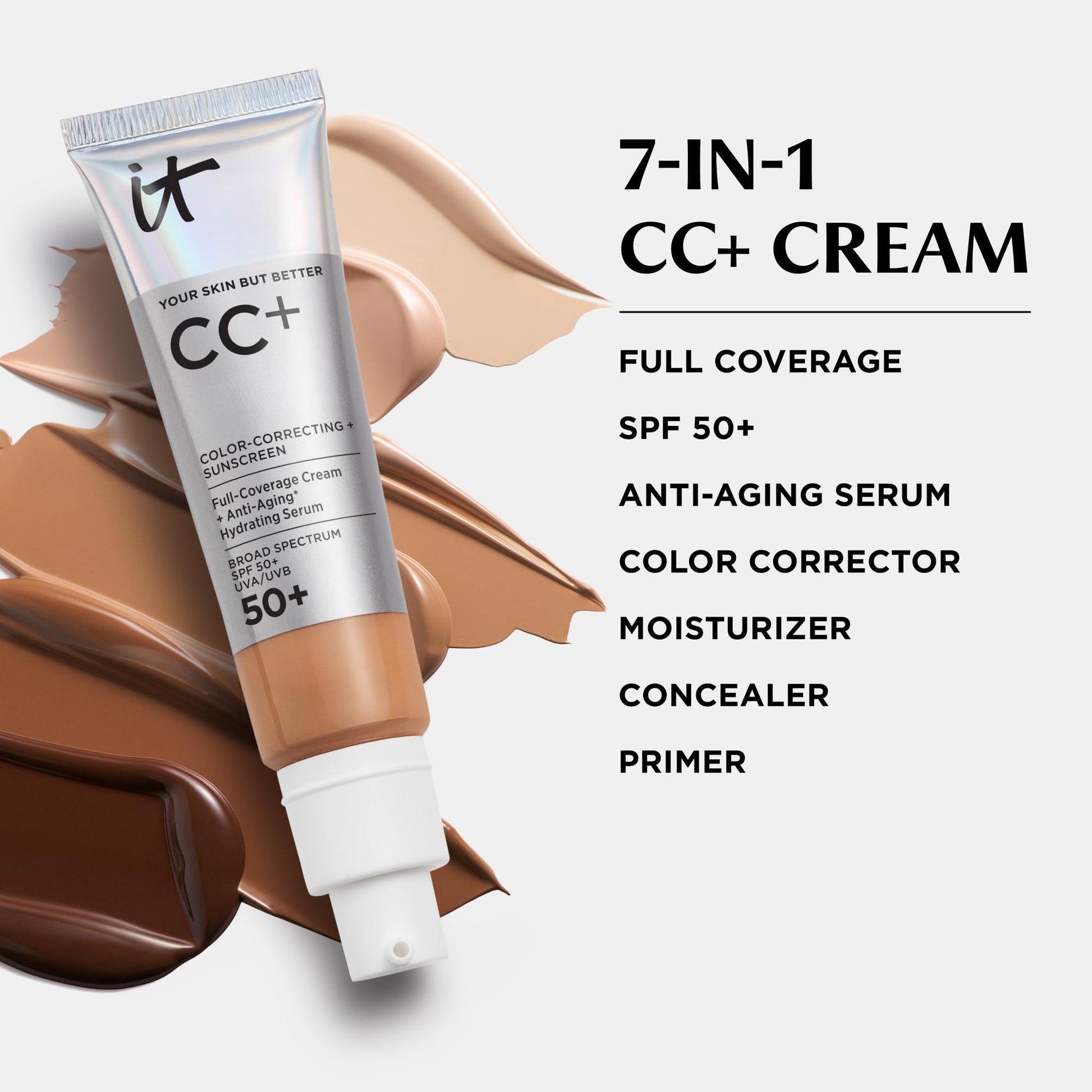 Open tube of It Cosmetics CC+ Cream showing nozzle