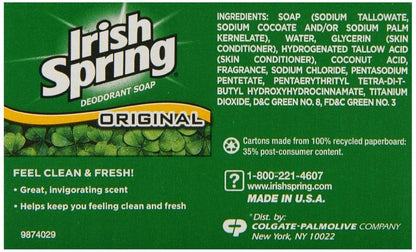 Irish Spring bar soap packaging showing 12 hour protection