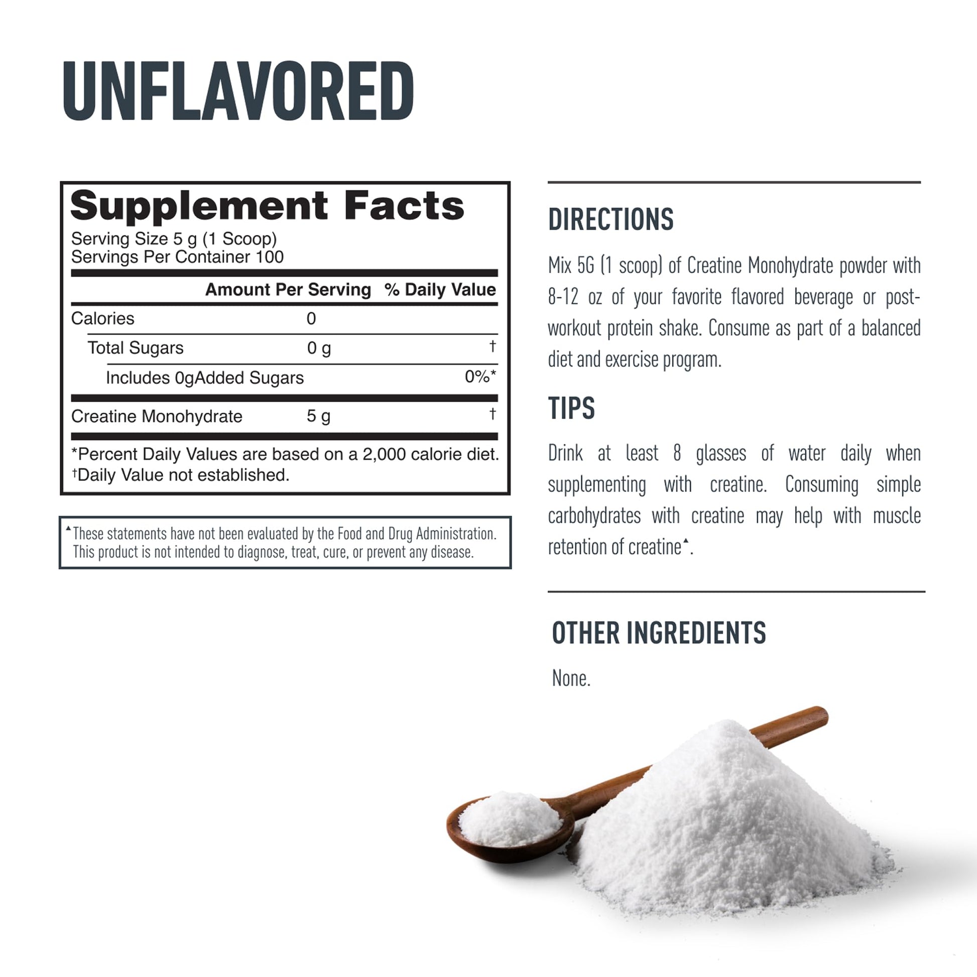 Isopure Unflavored Creatine Powder Scoop Size