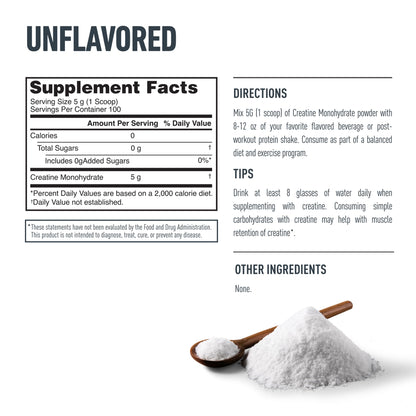 Isopure Unflavored Creatine Powder Scoop Size