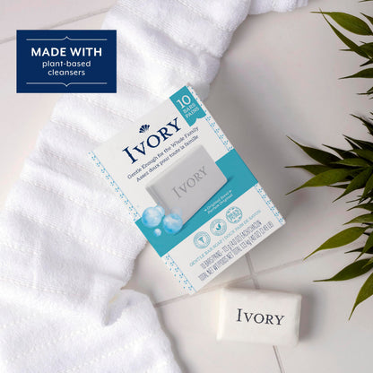 Back of Ivory soap packaging detailing ingredients and product benefits