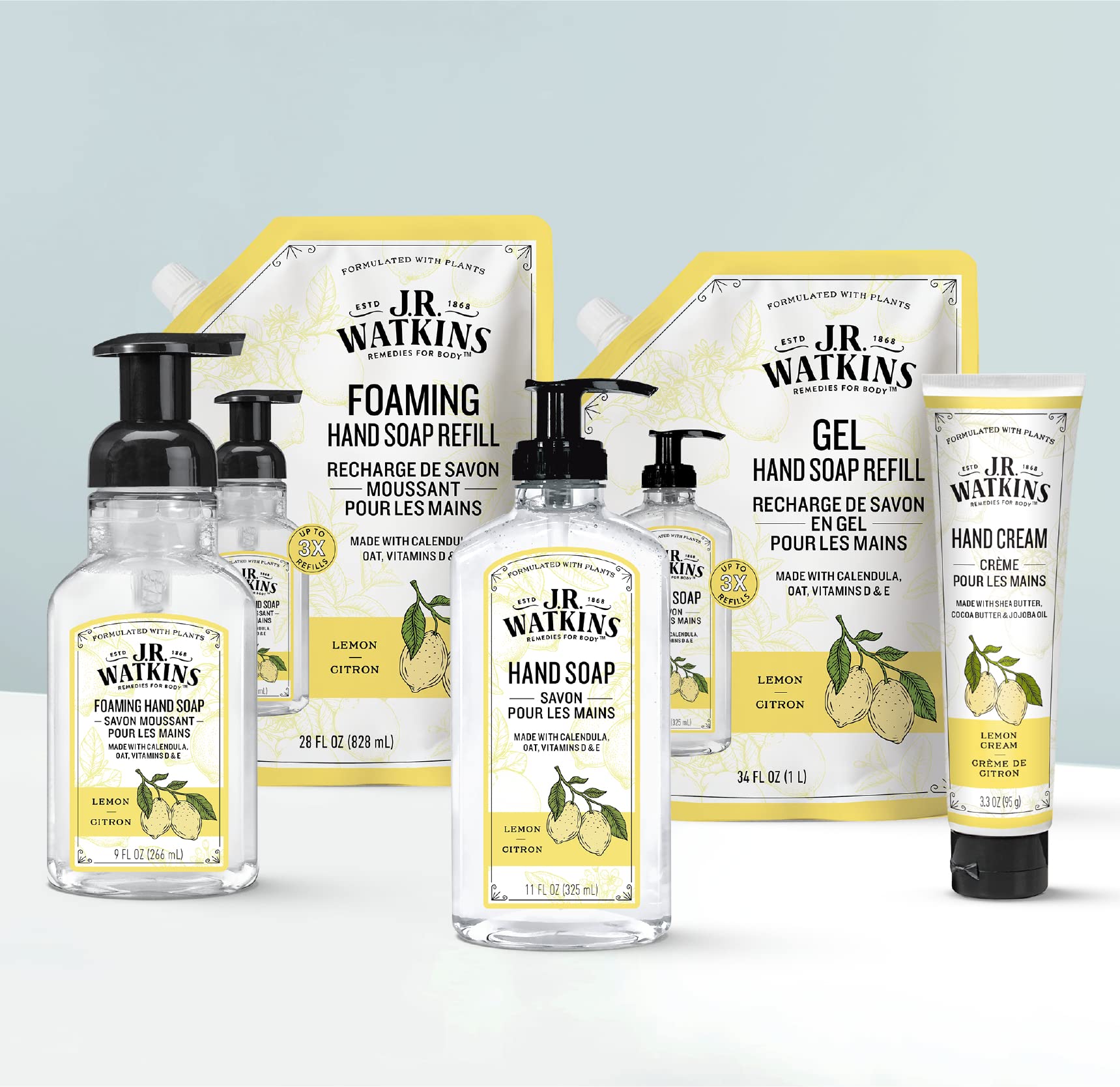 J.R. Watkins plant-based hand soap packaging details