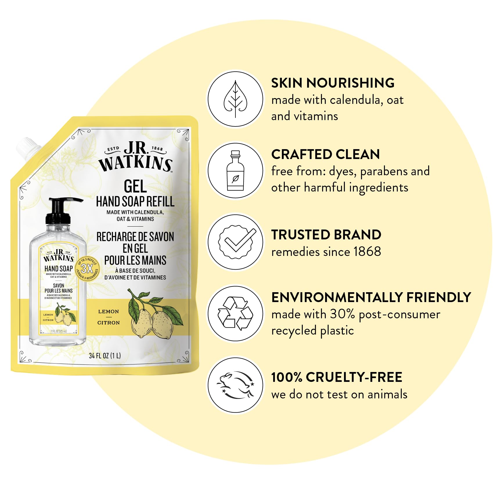 J.R. Watkins moisturizing hand wash refill pouch