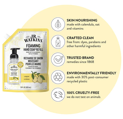 J.R. Watkins Lemon scent foaming hand wash refill pouch