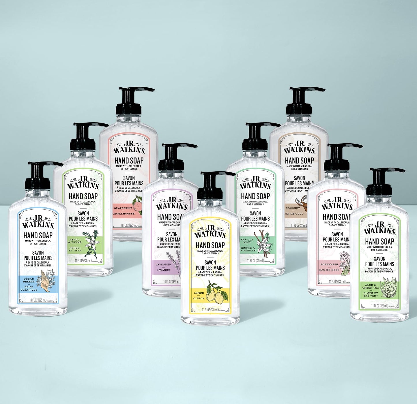 Side view of J.R. Watkins 34 fluid ounce refill pack
