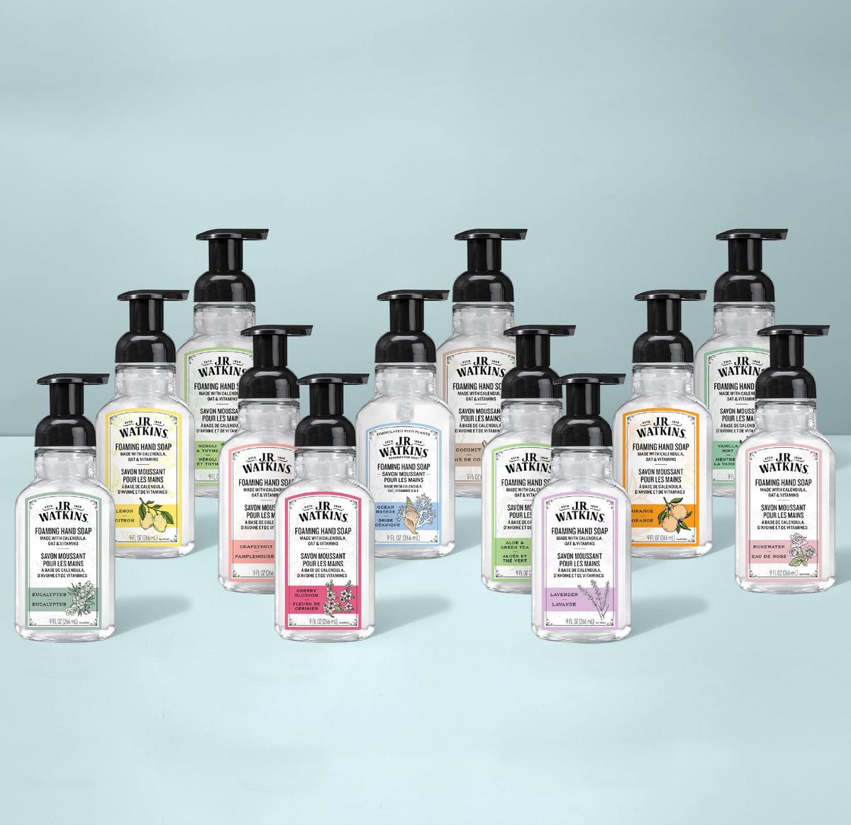 J.R. Watkins citrus scented hand soap lifestyle bathroom setup
