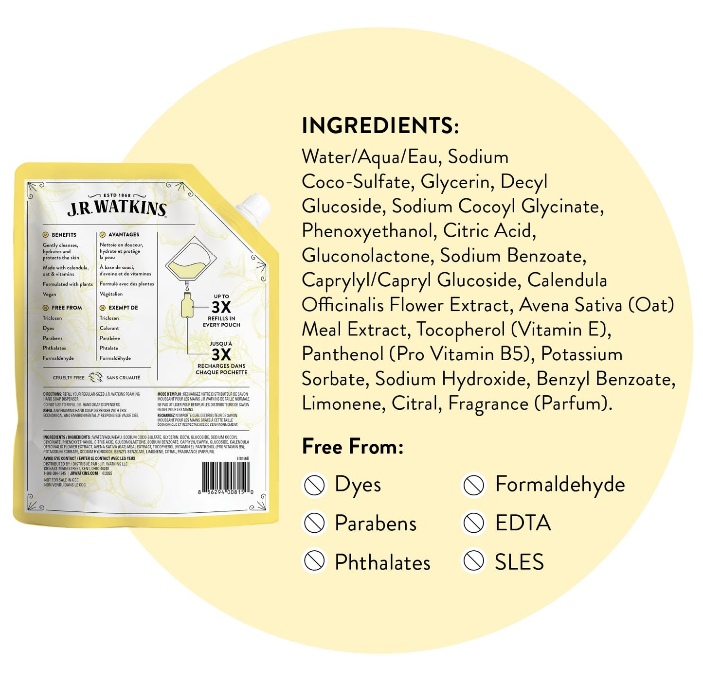 J.R. Watkins plant-based hand soap refill texture