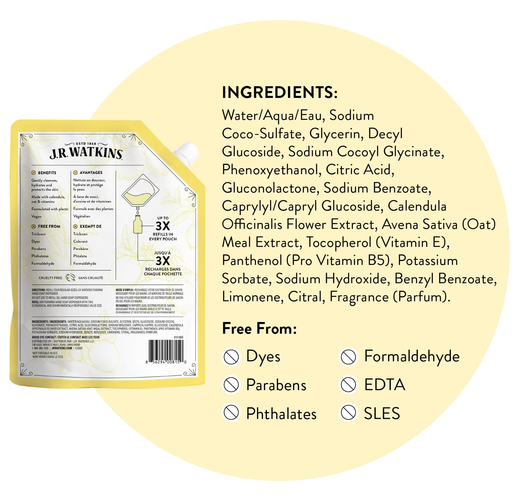 J.R. Watkins plant-based hand soap refill texture