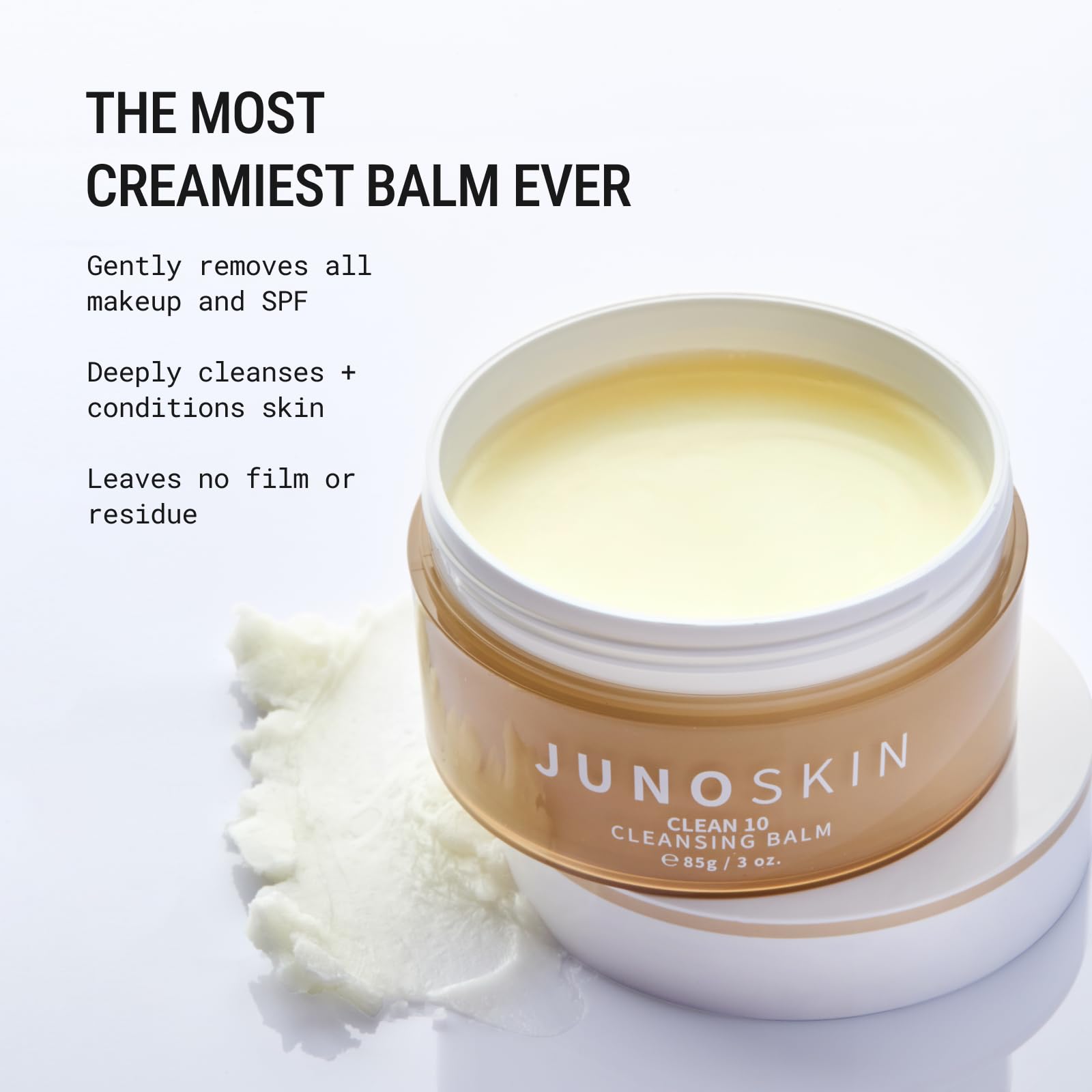 Juno And Co Clean 10 Cleansing Balm open jar displaying the solid sherbet balm texture.