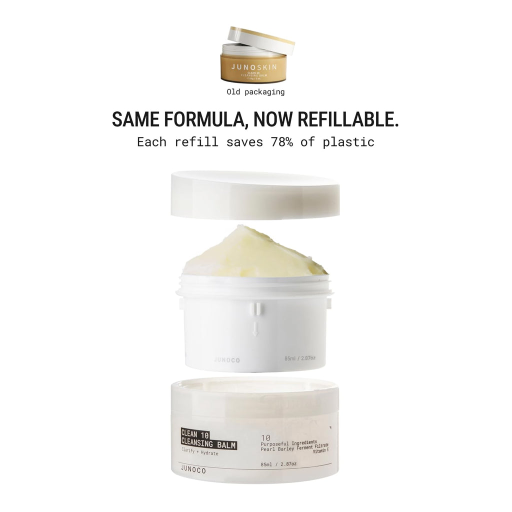 Juno And Co Clean 10 Cleansing Balm demonstrated on a hand removing waterproof cosmetics.