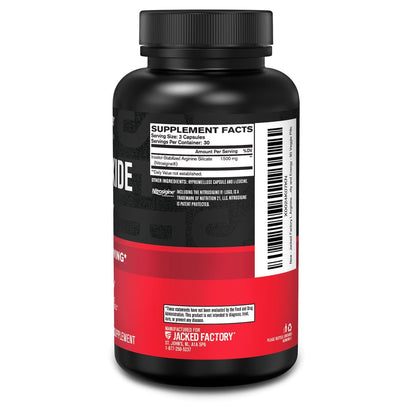 Securely sealed bottle of genuine Jacked Factory Nitrosigine fifteen hundred milligrams workout supplement