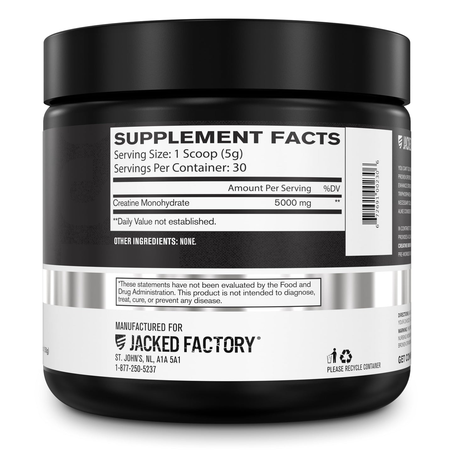 Jacked Factory Creatine Monohydrate Powder 150g certification