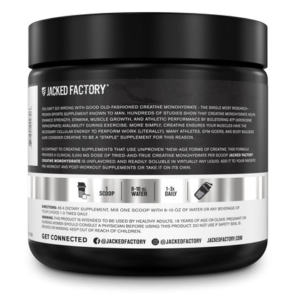 Jacked Factory Creatine Monohydrate Powder 150g lifestyle shot