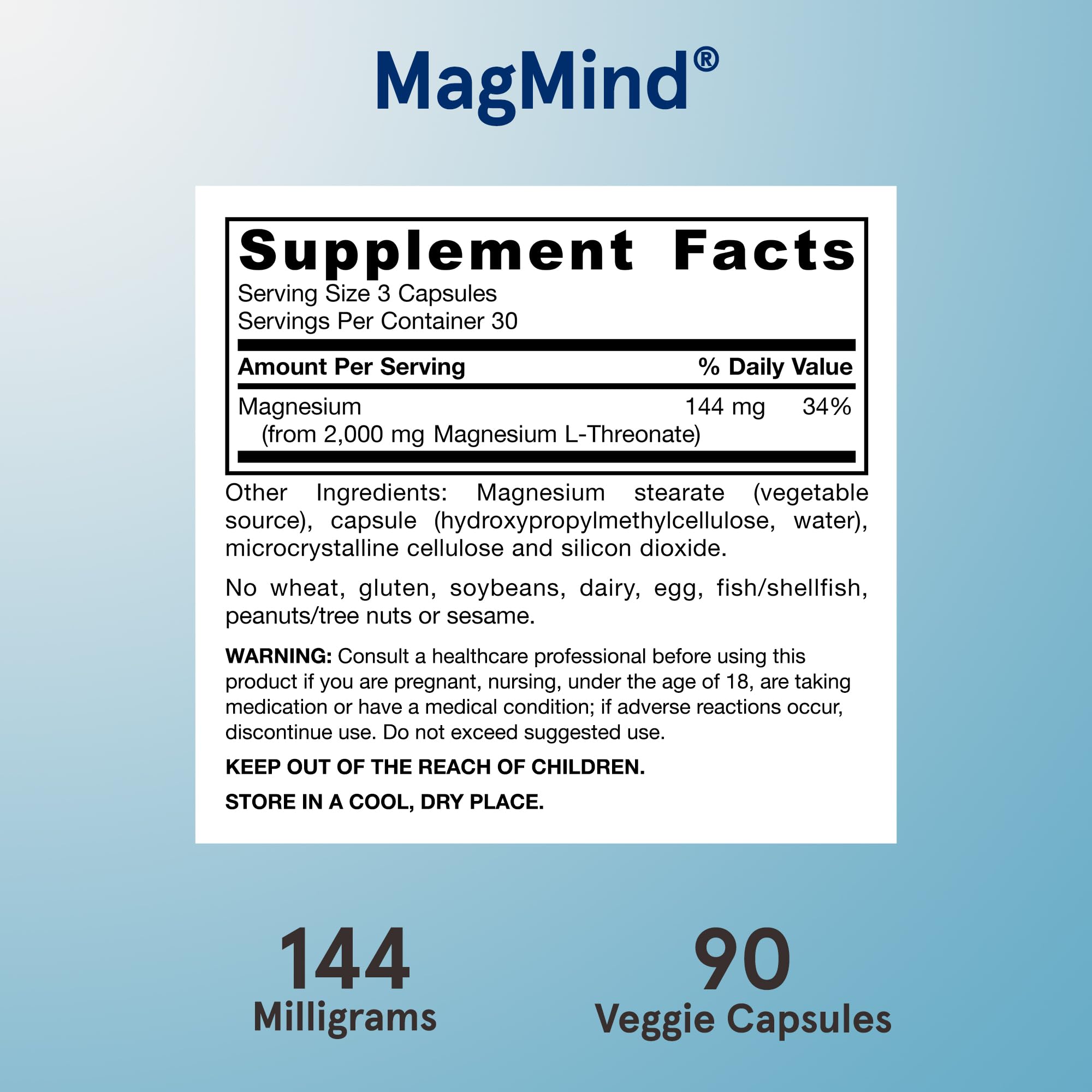 MagMind brain health supplement by Jarrow Formulas 90 count bottle