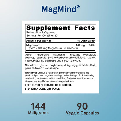 MagMind brain health supplement by Jarrow Formulas 90 count bottle