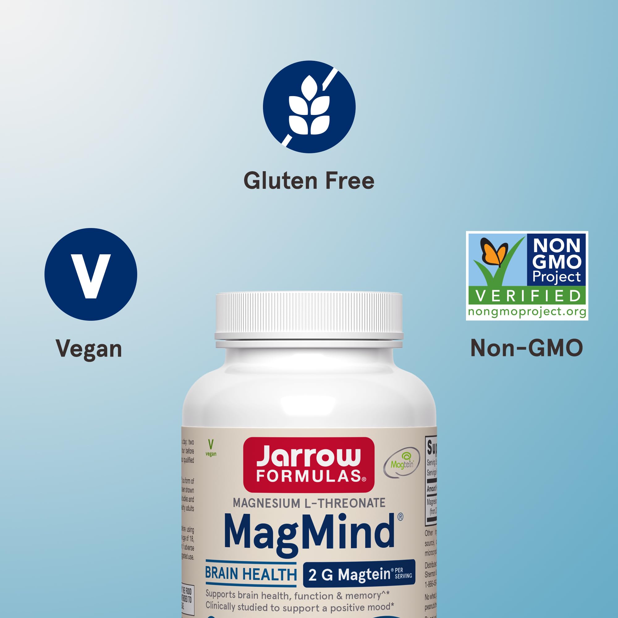 Jarrow Formulas Magtein Magnesium L Threonate dietary supplement side panel