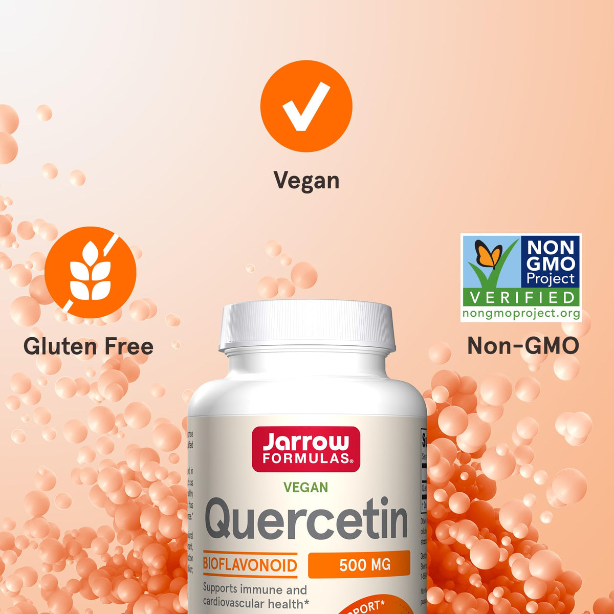 Jarrow Formulas Quercetin 500 mg capsules container with cap open