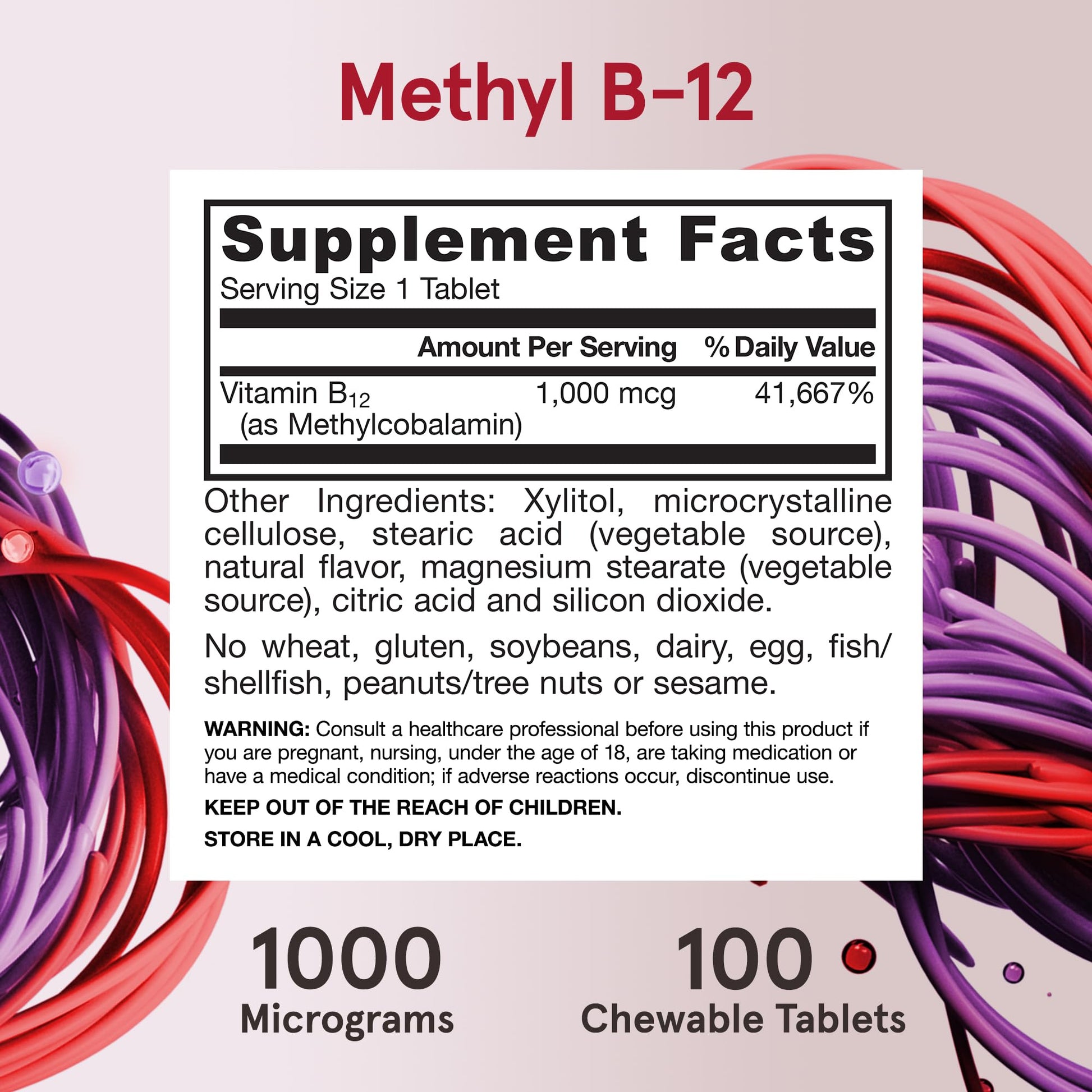 Jarrow Formulas energy and brain health support tablets showing dosage directions and clear allergen warnings